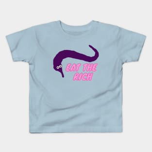 worm on a string eat the rich purple Kids T-Shirt